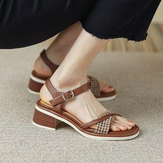 Block Heel Twist Ankle Strap Sandals