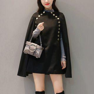 Button Detail Knit Poncho