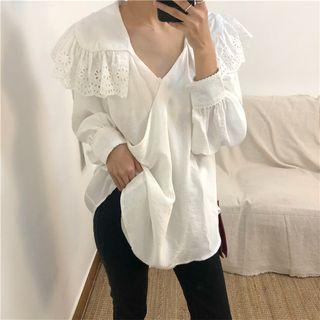 Ruffle Neck Long Sleeves Blouse