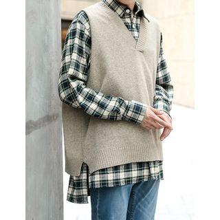 Wool-blend V-neck Knit Vest