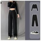 Blazer/ Cropped Long-sleeve Top / Wide-leg Pants /belt