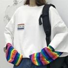 Mock Two Piece Color Block Embroidered T-shirt