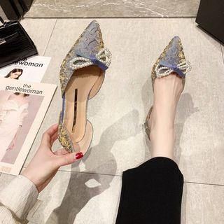Faux Pearl Bow Pointy-toe Flats