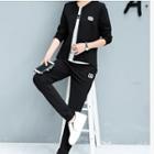 Set: Short-sleeve Lettering T-shirt + Bomber Jacket + Jogger Pants