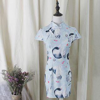 Cat-print Mini Dress