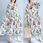 Round-neck Floral A-line Maxi Dress