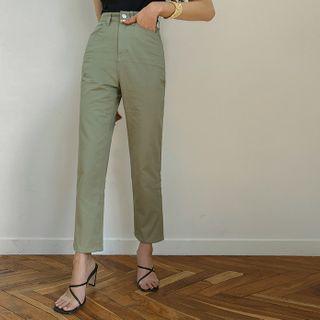 Mid-rise Straight Cotton Pants