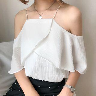 Halter Open Shoulder Chiffon Top