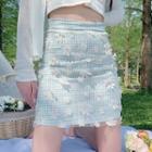 Floral Gingham A-line Skirt