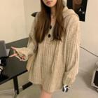 Oversized Plain Long-sleeve Hooded Sweater