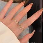 Rhinestone Chain Alloy Open Ring Set Set Of 2 - Gold - One Size