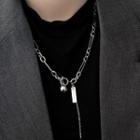 Bar & Bead Pendant Alloy Necklace Silver - One Size