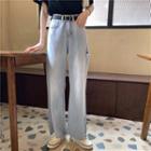 High-waist Frayed Split Jeans