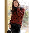 Loose-fit Polka-dot Sweater Brown - One Size