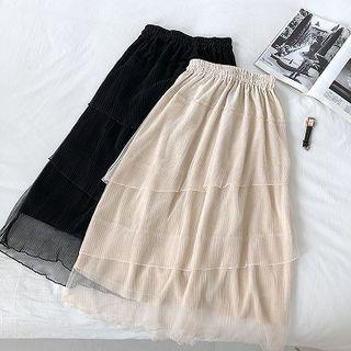 Asymmetric Mesh High-waist Skirt