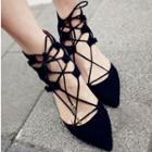 Lace Up Pointy Flats