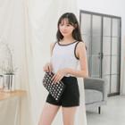 Contrast-piping Cotton Tank Top