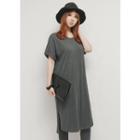 Round-neck Slit-hem T-shirt Dress