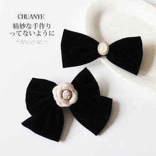 Flower / Faux Pearl Bow Hair Clip
