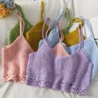 Open-knit Cropped Camisole Top In 6 Colors