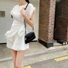 Short-sleeve Striped Crew-neck Jumpsuit