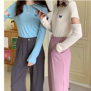 Cutout T-shirt / Straight-fit Pants
