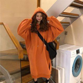 Loose-fit Asymmetric Hooded Pullover Dress