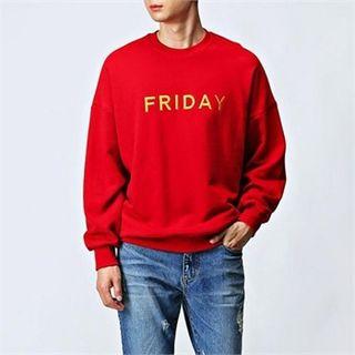 Round-neck Lettering Colored T-shirt