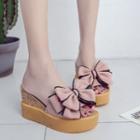 Ribbon Bow Wedge Platform Sandals