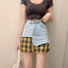 Mock Two-piece High-waist Mini Skirt