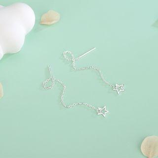 925 Sterling Silver Star Dangle Earring 1 Pair - 925 Silver - Es1252 - Silver - One Size