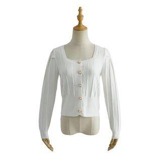 Square Neck Cropped Cardigan