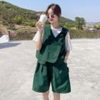 Set : T-shirt With Vest + High-waist Shorts