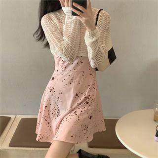 Spaghetti Strap Print Dress / Knit Top
