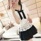 Short-sleeve Bow-accent Lace Top