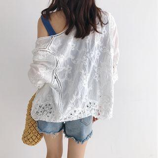Lace Panel Light Jacket White - One Size