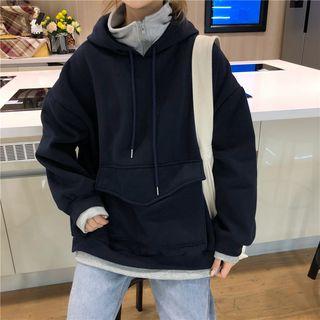 Mock Two-piece Turtleneck Pocket Hoodie