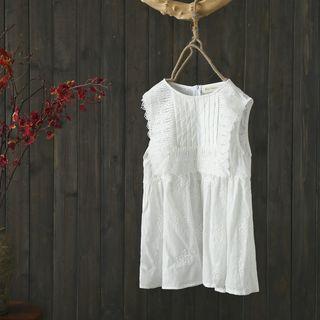 Sleeveless Embroidered Top White - One Size