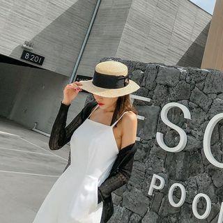 Lettering-charm Raffia Sun Hat