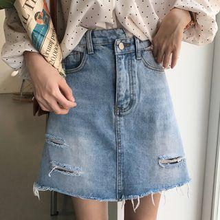 Ripped A-line Skirt