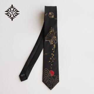 Fan & Mountain Print Neck Tie