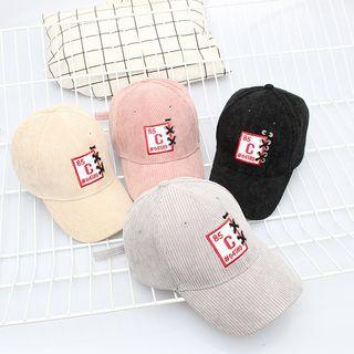 Lace-up Embroidery Corduroy Baseball Cap