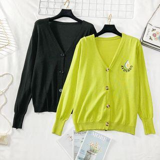 Avocado-embroidered Light Knit Cardigan