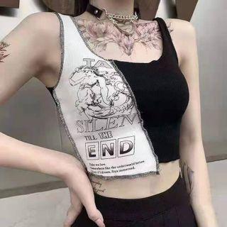 Print Two-toe Crop Tank Top