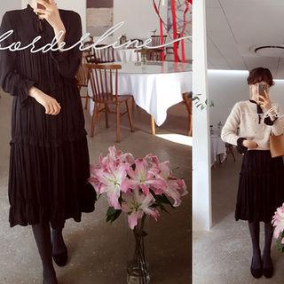 Tie-neck Tiered Dress