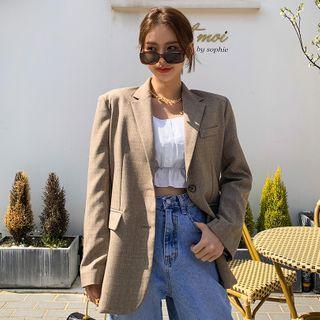 Singled-breasted Textured Longline Blazer