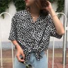 Printed Short-sleeve Blouse As Shown In Figure - One Size