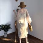 Chiffon Open-front Long Jacket