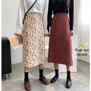 Floral Printed Midi A-line Skirt