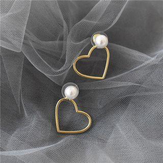Heart Faux Pearl Alloy Through & Through Earring